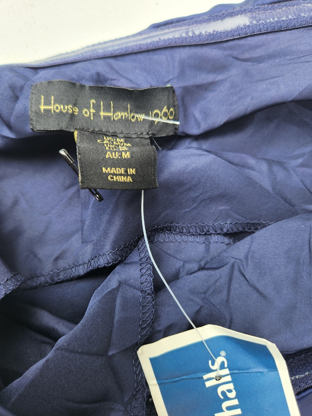 House of Harlow 1960 Navy Satin Pencil Dress - Picture 3 of 10